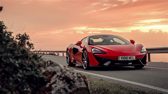 Red McLaren 570S Supercar at Sunset 4K