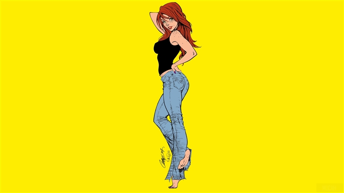 Woman in black tank top and jeans