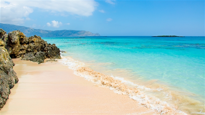 Beach with Rocks and Turquoise Sea 4K