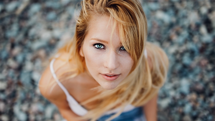 Blonde Woman with Blue Eyes 4K