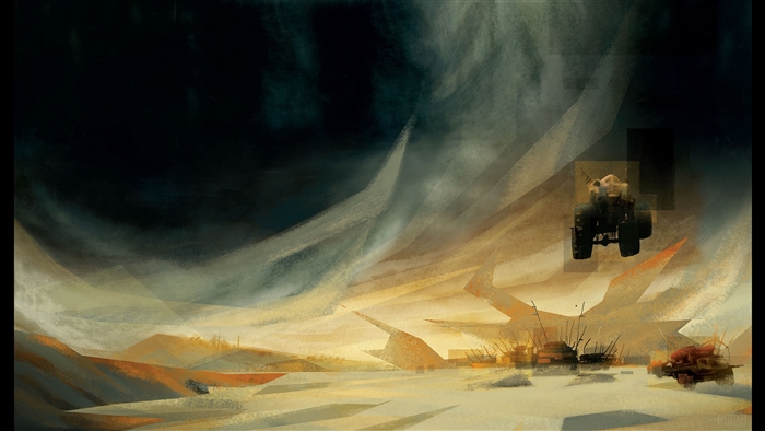 4K post-apocalyptic landscape with a vehicle