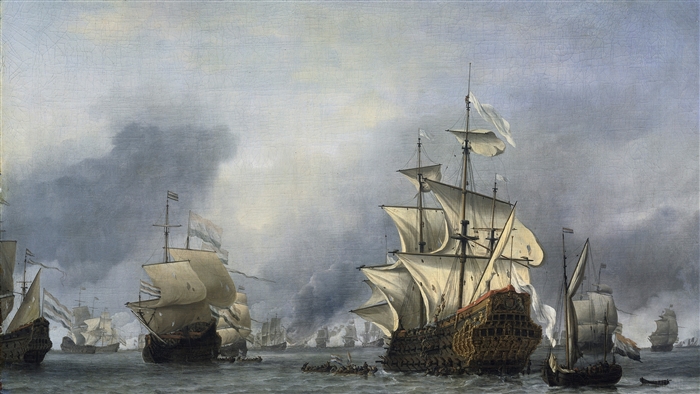 Fleet of Ships in a Smoky Sky