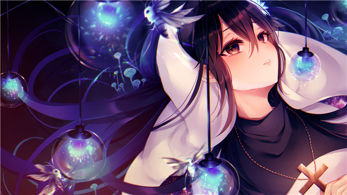 Girl with Black Hair and Cross Necklace 4K