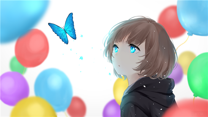 Girl with Blue Eyes and Butterfly 4K