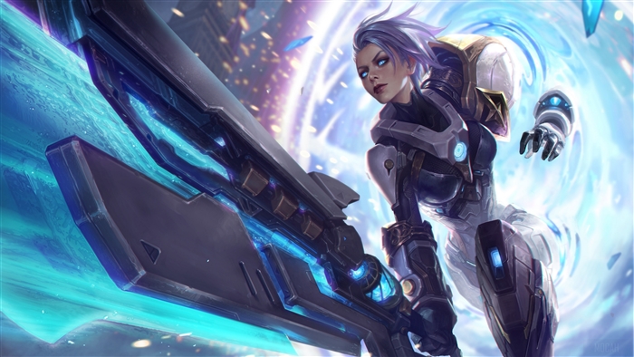 Riven from League of Legends with a large sword