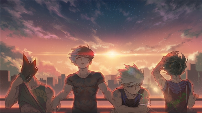 My Hero Academia Characters at Sunset 4K