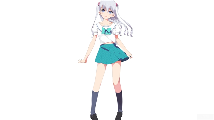Anime girl with white hair and blue eyes