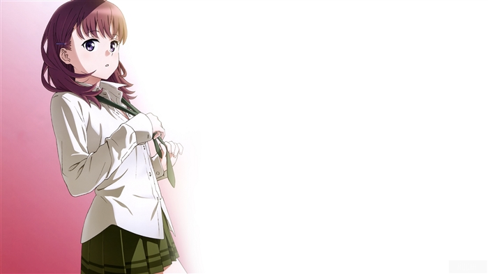 Anime girl in school uniform holding tie