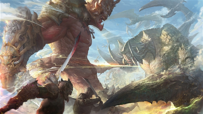 Giant Creatures Battle with Warriors 4K