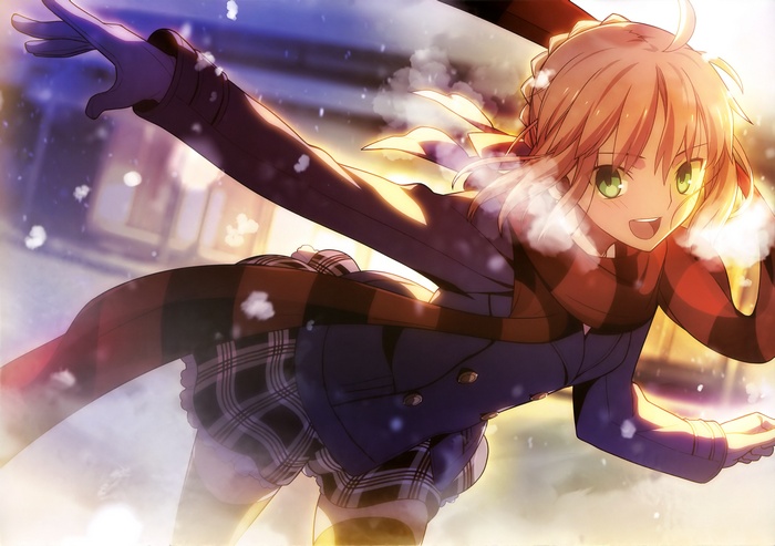 Saber from Fate/stay night in winter