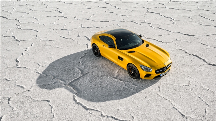 Yellow Mercedes-Benz AMG GT Sport Car on Cracked Ground