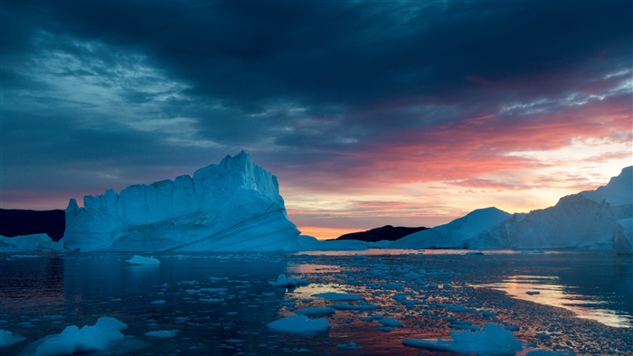 Icebergs at Dawn 4K