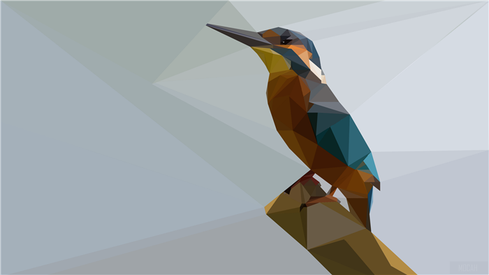 Low Poly Kingfisher Bird on a Branch