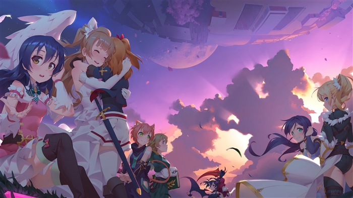 Love Live! School Idol Project characters in a fantasy setting 4K