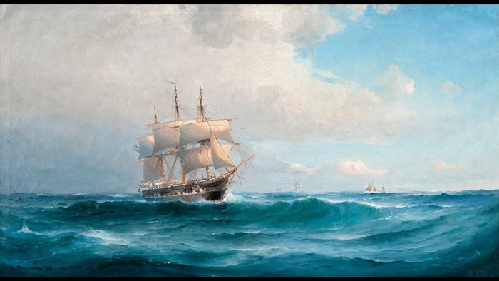 Sailing Ship on Turbulent Ocean Waves 4K