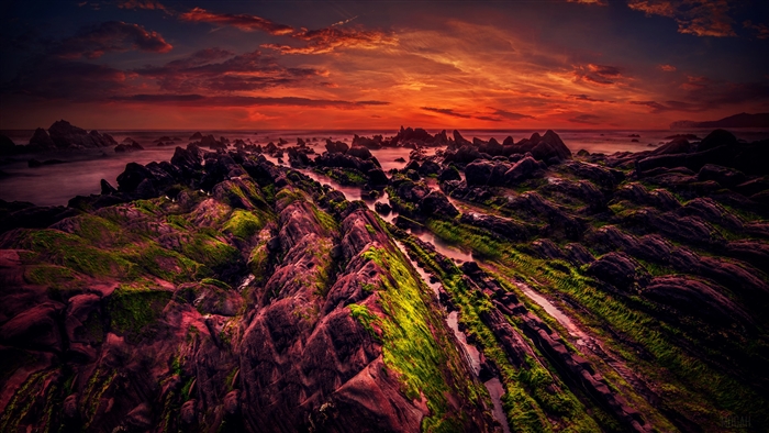 Rocky Coastline at Sunset 4K