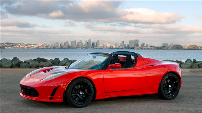 Red Tesla Roadster 4K