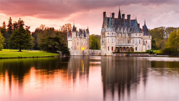 Château de la Bretesche at dusk, France