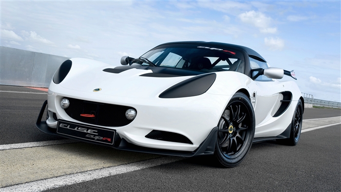 White Lotus Elise Supercar on Race Track