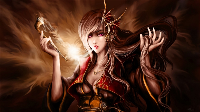 Fantasy woman with magic staff