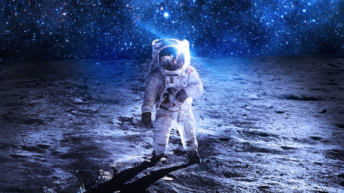 Astronaut on the Moon with Stars