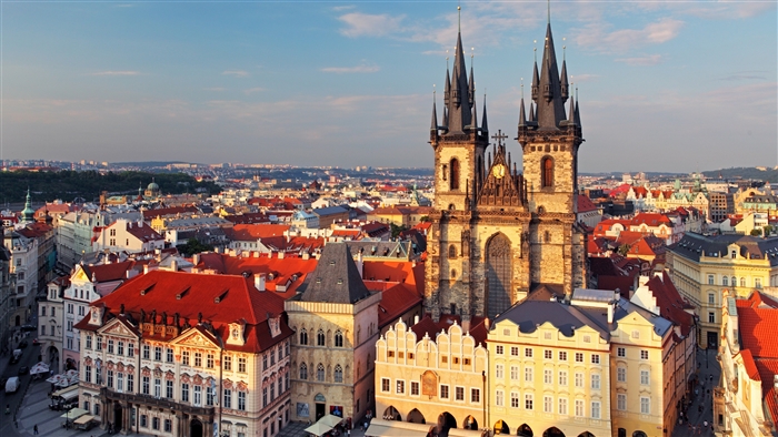 Prague cityscape with Tyn Church 4K