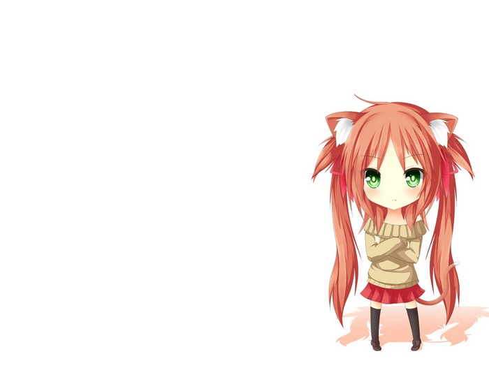 Chibi Nekomimi Girl with Red Hair