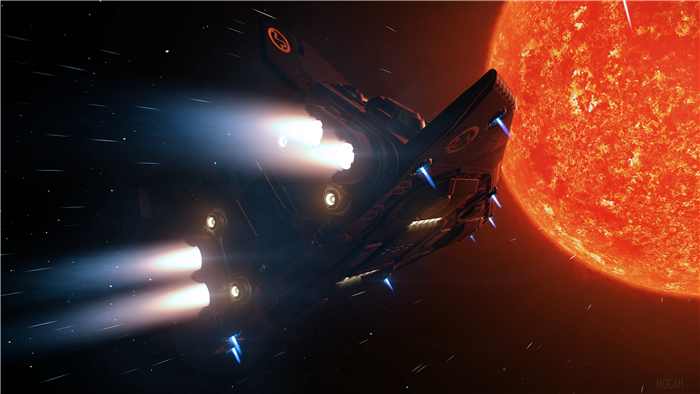 Elite: Dangerous 4K spaceship near sun