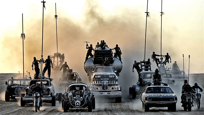 Mad Max: Fury Road convoy in desert