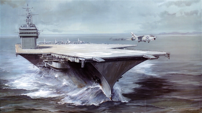 USS Saratoga 4K Aircraft Carrier with Jet