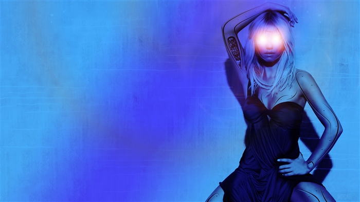 Robot Woman with Glowing Eyes
