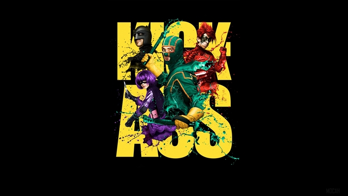 Kick-Ass Characters with Paint Splatter 4K