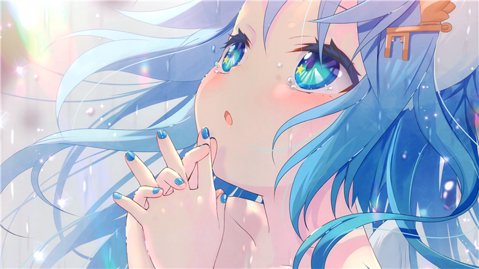 Girl with Blue Hair and Blue Eyes
