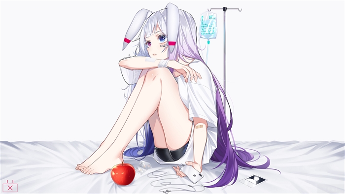 Girl with Bunny Ears and IV Drip
