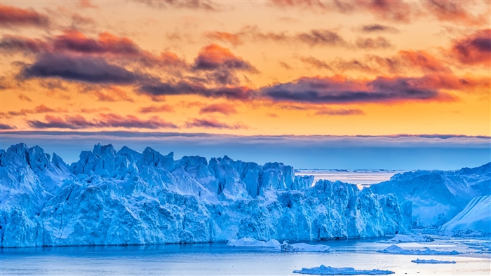 Icebergs in Greenland at Sunset 4K