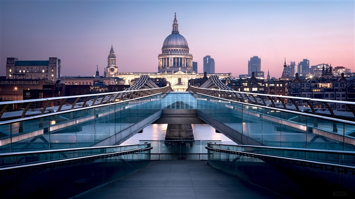Millennium Bridge and St. Paul's Cathedral in London 4K