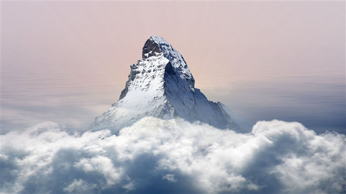 Snowy Mountain Peak Above the Clouds 4k
