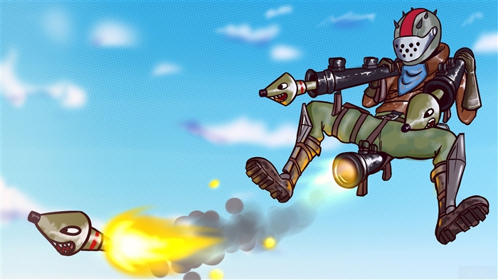 Fortnite character firing a rocket launcher