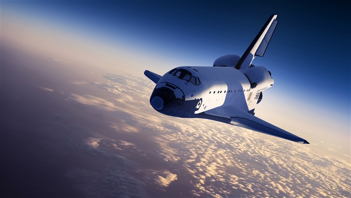 Space Shuttle in Orbit at Sunset 4K