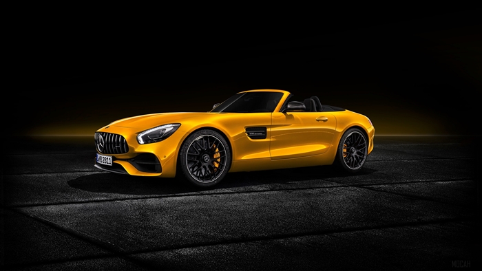 Yellow Mercedes-AMG GT Roadster 4K