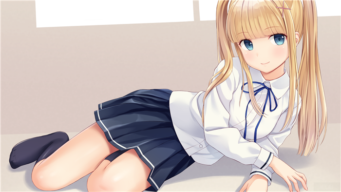 Anime girl with blonde pigtails in school uniform