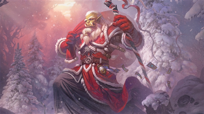 Santa Orc from World of Warcraft 4K
