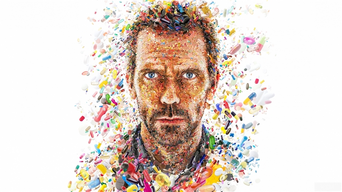 Gregory House from House M.D. made of pills 4K