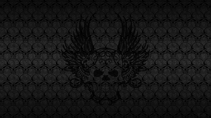 Dark Skull Pattern with Wings 4K