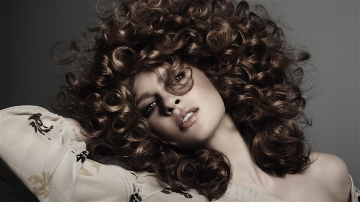Brunette Woman with Curly Hair 4K