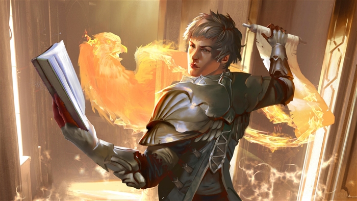 Man with Book and Phoenix 4K