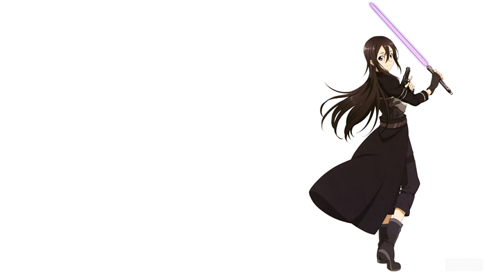 Asuna Yuuki from Sword Art Online with a purple lightsaber