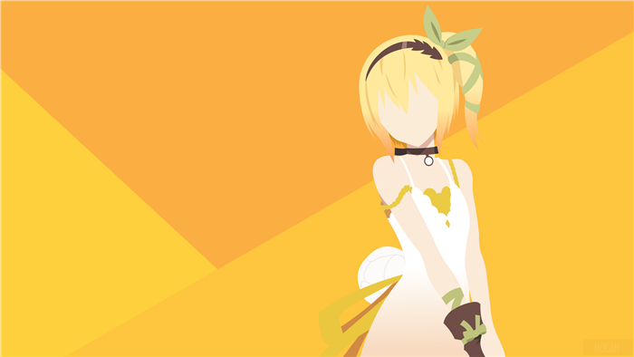 Anime girl with blonde hair and yellow dress