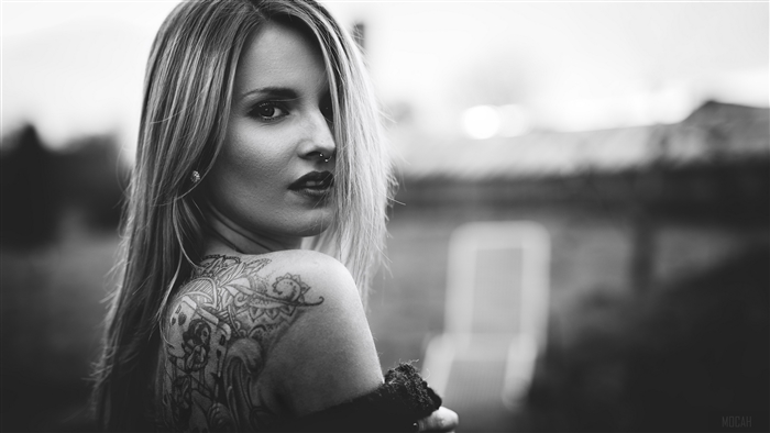 Woman with Tattoo and Nose Ring