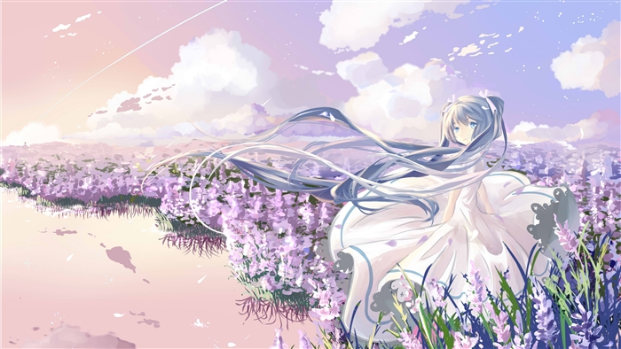 Anime Girl in Lavender Field 4K